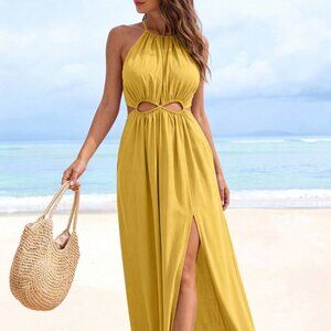 Yellow Casual Women's Bohemian Maxi Dress